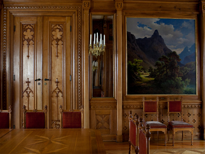 Malerne Joachim Frich og Adolph Tidemand utsmykket spisesalen på Oscarshall. Foto: Anette Karlsen / NTB scanpix